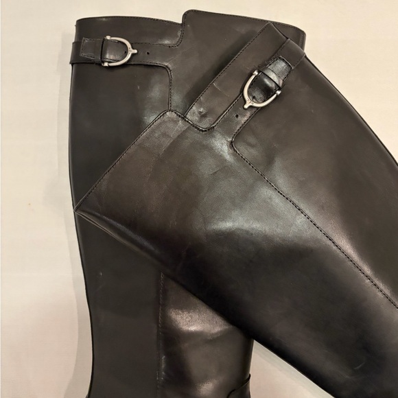 Lauren Ralph Lauren Margarite Wide Calf Riding Boots Black Leather size 11 - Picture 11 of 16